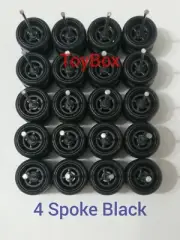 Custom Wheels HOT WHEELS RUBBER WHEELS TIRES 10 SETS 1/64 4 Spoke 10mm Black