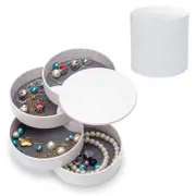 Catzon Jewelry Storage Box 4-Layer Rotatable Jewelry Accessory Organizer Tray with Lid for Rings Bracelets -White