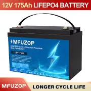 12V 175Ah Lithium Iron Phosphate Battery LiFePO4 Rechargeable BMS RV Camping