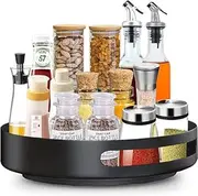 Lazy Susan 25cm Carbon Steel Lazy Susan Turntable Organizer for Cabinet, Black Lazy Susan for Table, Kitchen Corner Lazy Susan Cabinet Pantry Organizer