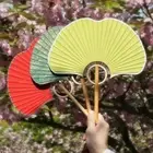 Chinese Style Ginkgo Round Fan Paper Dance Fan Exquisite Rice Paper Fan