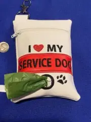 NEW Dog Poo Bag Holders " I (heart) My Service Dog" zip Swivel clip Free ship