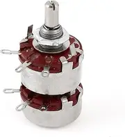 Aexit WTH118 (Potentiometer) 6mm Shaft Dia Dual 22K Ohm 2W 2 Gang Linear (79ry811qf661) Carbon Potentiometer