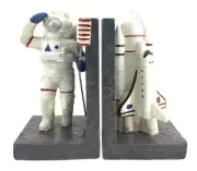 24650 Decorative Bookends Astronaut Space Rocket Ship Book Ends Stoppers Hold...