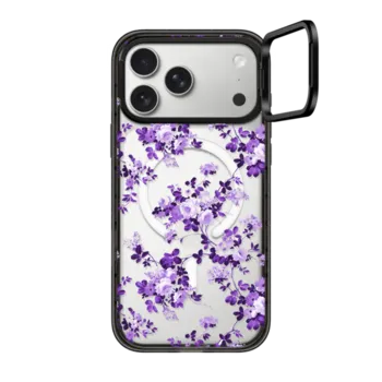 iPhone 17 Pro Max Impact Ring Stand Case MagSafe Compatible Vintage lavender purple elegant roses floral