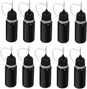 HOMOBABE 10pcs Glue Applicator Bottles Needle Dispenser for Precise Liquid Application for Glue and Oil Storage and Light Blocking Design for DIY Projects