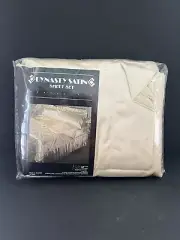 Vtg NOS Perfect Fit Luxury Satin Size Sheet Set Ivory Full Double 4 Pcs USA 1987