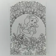 Snow White and the Seven Dwarfs Coloring Postcard Disney World of Dreams Japan
