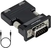 HDMI to VGA Adapter HDMI Female to VGA Male Converter Connector Adapter with Full HD 1080P Jack Stereo Audio Video Output HDMI to VGA Cable for Monitor TV Computer Laptop PC Projector and More Silver