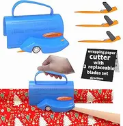 PERFYCUT Wrapping Paper Cutter with 3 Replaceable Blade Sets for Birthday Paper Gift Wrapping Paper Roll Cutter with Handle Christmas Wrapping Paper Cutter Tool Tube Holder Slidding Trimmer Slicer.