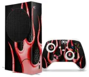 Skin Wrap for XBOX Series S Console Controller Metal Flames Red