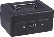 HOODANCOS Cash Box with Combination Lock Compact Black Security Box for Cash Coins Keys Checks for Retail Stores Restaurants and Hotels