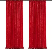 Party Backdrop Curtains 2 Panels 2ftx8ft Red Sequin Backdrop Sparkly Glitter Fabric Backdrop Birthday Wall Decoration