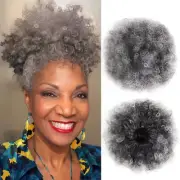 Afro Puff Drawstring Ponytail for Black Women Short Kinky Curly Afro Ponytail Sy