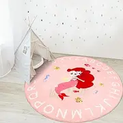 Kids Play Rug, Animal Round Area Rug Nursery Door Mat Soft Plush Non-Slip Childrens Carpet for Bedroom Living Room Kids Playroom (120 * 120cm)