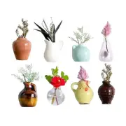8PCS Mini Ceramic Vase Refrigerator Magnets, 3D Flower Vase Fridge Home Decor