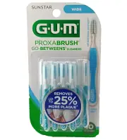 GUM Go-Betweens Floss Cleaners - Antibaterial Bristles - Wide - 10 Pack