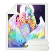 Rainbows Space Starlight Pegasus and Princess Throw Blanket