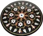 18'' black marble table top dining corner inlay antique mosaic decor c118