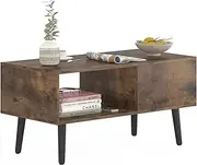 Ufurniture Coffee Table 90cm Sofa Side Table Rectangle Tea Table with Open Shelf end Table Walnut