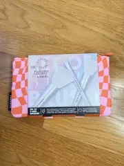 New SEPHORA Mini Face and Eye Brush Set - 3 Brushes and Checkered Bag