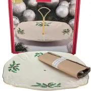 Lenox China Christmas HOLIDAY Archive Handled Dessert Tidbit Tray Plate NEW