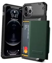 Damda Glide Pro Phone Case for iPhone 12/12 Pro, with [4 Cards] Metallic Green