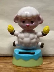 New Solar Powered Dancing Toy Bobble Head EASTER Lamb Holding Eggs