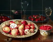 Art Fruit and Drinking Glasses Mural Ceramic Backsplash Bath Tile #2380