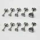 5Pair/lot CZ Earring Stud Surgical Steel Clear Zirconia Ball Cartilage Piercing