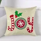 Joy Print Christmas Cushion Insert Cover Polyester Throw Pillow Sofa Decoration