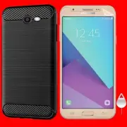 Anti-Slip Carbon Fiber TPU Case Screen Protector f Samsung Galaxy J7 2017 J727A