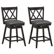 Costway 2x Swivel Bar Stool Height Counter Dining Chair Upholstered Armlesschair w/Backrest 96cm Black