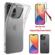 For iPhone 14 Pro Max/14 Pro/14 Plus Clear Case Slim Soft Cover Screen Protector