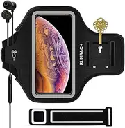 RUNBACH Armband for iPhone 16 Pro Max/16 Plus/15 Pro Max/15 Plus/iPhone 14 Pro Max/14 Plus/13 Pro Max/12 Pro Max/11 Pro Max/Xs Max,Running Exercise Armband with Card Slot for iPhone Max (Black)
