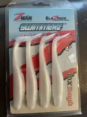 Zman Soft Lure SwimmerZ 4 Inch 4 total lures (White) Soft Plastic