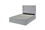Design Square Luxury Button Tufted Fabric Gas Lift Bed Frame Queen Size Pebble