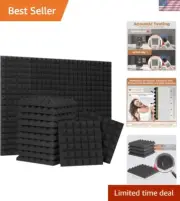 24 Pack 12x12 Black Pyramid Acoustic Foam Panels - High Density Sound Treatment