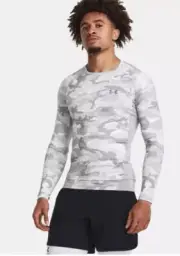 $80 Under Armour Men’s CGI Compression Crew Training Shirt-Gray Camo-Medium-New