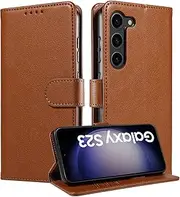 [Boyobacase] Wallet Case for Samsung Galaxy S23 FE 5G,for Galaxy S23 FE 5G Case,PU Leather Flip Cover RFID Blocking Phone Cover with 3 Card Slots [Stand Feature] [Side Magnetic Closure]-Brown