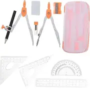 CANIGHT 10pcs Math with Ruler Protractor Compass Pencil Sharpener and Eraser Tools for Precision Drawing and Drafting Students School and Art Classes