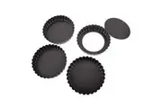 4pc Daily Bake Non-Stick Quiche Pan Loose Base Bakeware 12x2.5cm Set Black