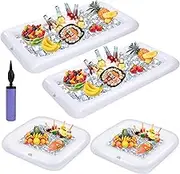 Jxzdle 4 Pack Inflatable Ice Serving Bar Pool Party Buffet Drink Cooler Floating Ice Tray Food Drink Containers for Summer Parties With inflatorce