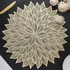 Placemats Set of 6, round Hollow Out Flowers Place Mats for Dining Table Pressed