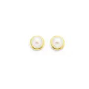 9ct Gold 5.5mm Freshwater Pearl Studs in White