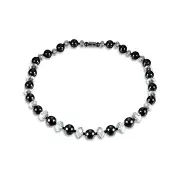 2 Pcs Fashion Black High Polished Men Beaded Necklace Magnet Stone Crystal Healing Jewelry