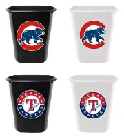 3 Gallon Trash Can Black or White Plastic MLB Baseball Team Logo Decal Man Cave