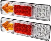 X AUTOHAUX 2pcs 19 LED Trailer Lights 12V Turn Signal Brake Tail Light Arrow Shape with White Shell for Utility Trailer Truck Red Yellow White Light Color