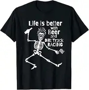 X.Style Sprint Car Life is Better with Beer and Dirt Track Racing ds2072 T-Shirt (3XL) Black