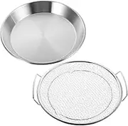 VINTORKY 1 Set Stainless Steel Frying Oil Filter Tray Drain Rack Mesh Basket Deep Frying Sieve Set